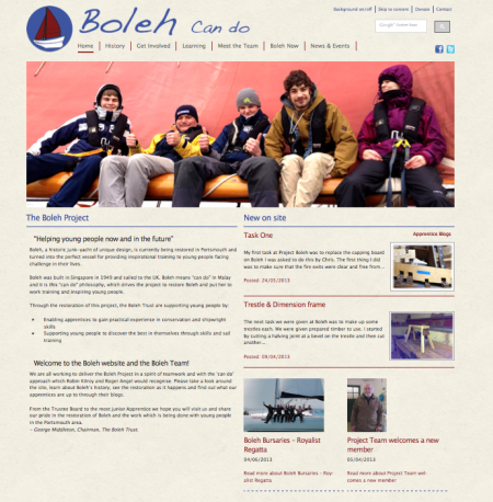 Image of the Boleh website home page